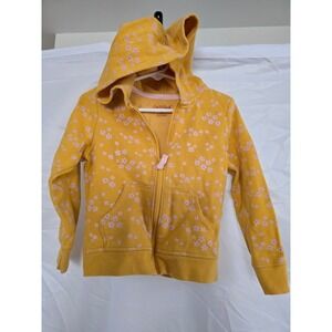 Cat Jack Kids Girls Mustard Yellow Floral Zip Up Hoodie Jacket Size 5